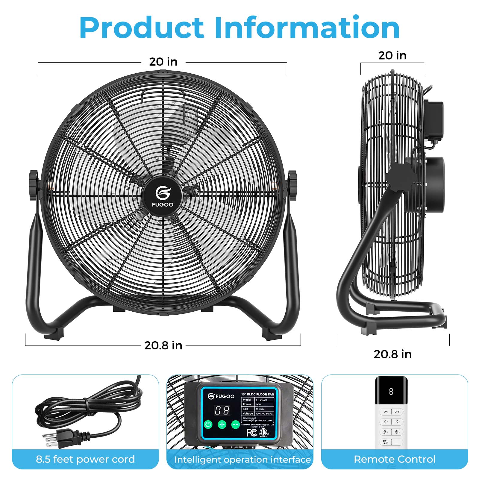 Floor fan dimensions